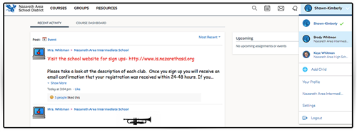 Schoology Dropdown Menu Pic